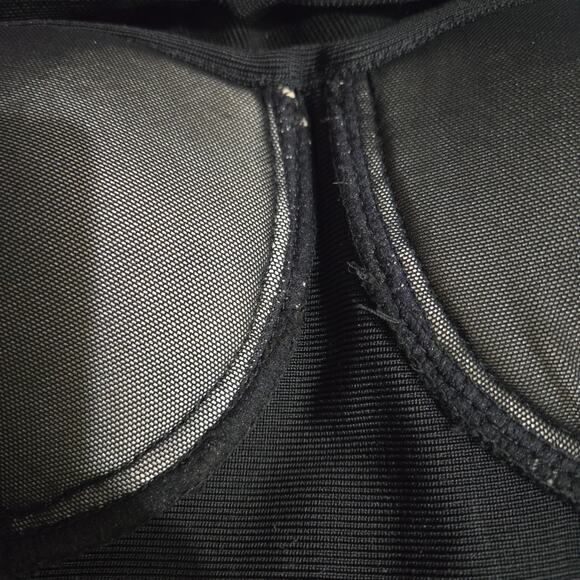 Black Bandage Dress Bodycon Pencil Low Cut Sweetheart LBD Sleeveless Strap Small - Picture 11 of 14